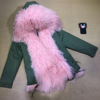 China Anti-Shrink Anti-Shrink Outwear Winter Tibet Lumb Fur Hooded Parka OEM Color Lady Pretty Korean Style Short Jacket Coat for sale