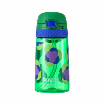 China Sustainable Portable Green Flower Pattern Kids 350ml Sports Plastic Water Bottle Plastic for sale