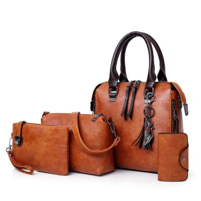 China Vintage Designer Purses And Custom Ladies Handbags Set Brown 4pcs Women for sale