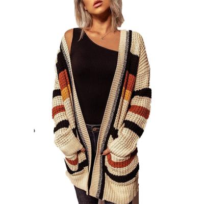 China Anti-wrinkle fashion autumn winter women ladies top floral print knitted cardigan long for sale