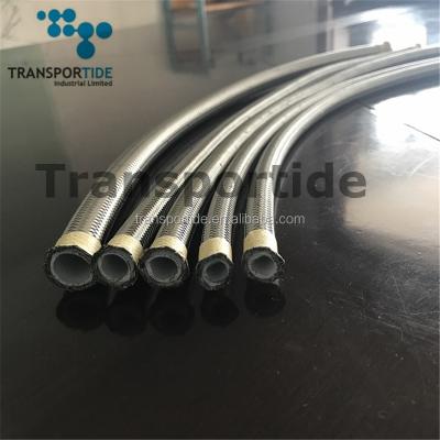 China Petroleum Base Hydraulic Fluids High Temperature Resistant Stainless Steel Wire Braided PTFE Hose Tube for sale