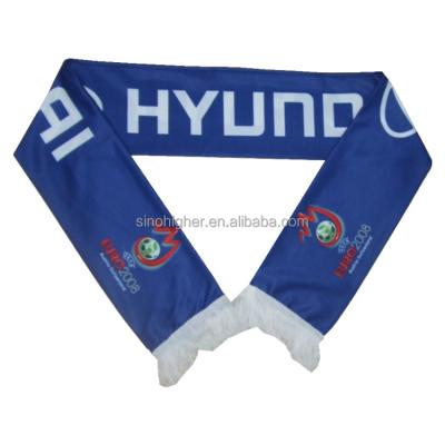 China 100% Acrylic Custom Printed Sinohigher Flag Promo Satin Polyester Jacquard Football Soccer Fan Scarf For Sports for sale