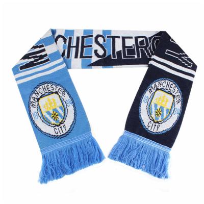 China Custom Knitted Fan High Quality Double Side Acrylic Football Knitted Soccer Football Scarf for sale