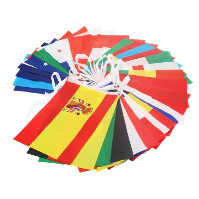 China Custom Print Hanging All Country Banner National Flag Advertising Mini Pennant Flag Bunting String Flag Small For Bar Party Decoration for sale