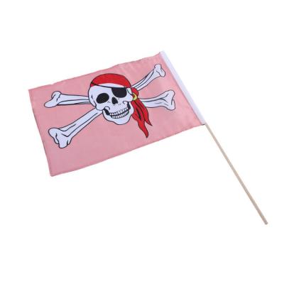 China Roger High Quality Pink White Cheerful Hand Bone Celebration New China Made Polyester Color Waving Waving Flag for sale