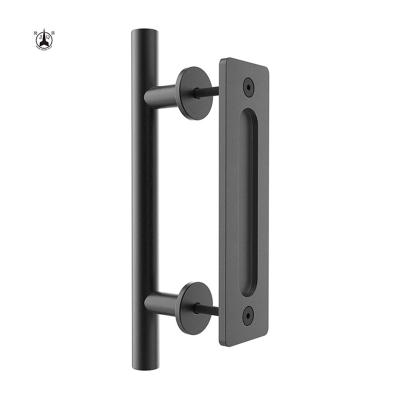 China Custom Modern Black Finish Modern Minimalist Design Manufacturer Door Pull Barn Wood Door Handle for sale