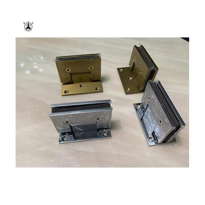 China Modern Wholesale Bilateral Glass Door Hinge Bilateral Clip 90/180 Degree Clip Pivot Shower Glass Door Hinge for sale