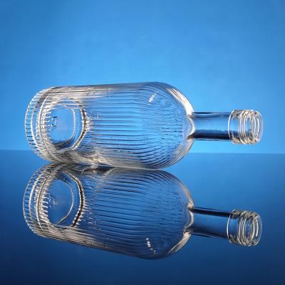 China Whiskey Vodka Beverage Flint Glass Bottle Extra Nice Glass Bottle 500ml Long Neck With Cork Stopper for sale