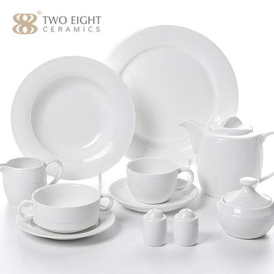 China Viable White Ceramic Dishes Dinnerware Set Wholesale Cheap Restaurant Porcelain Dinner Dish Factory Hotel Dinnerware Set for sale