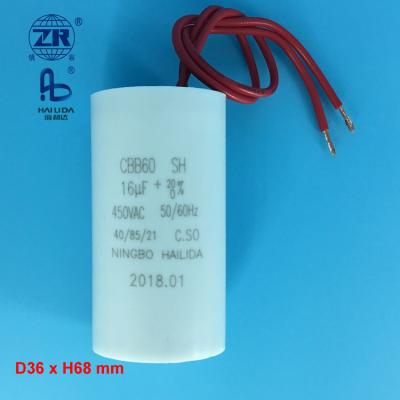 China AC / Wired Motor 16uf 400v Capacitor Running In Round PP Case for sale