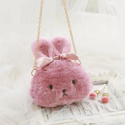 China The Other 2021 New Super Cute Shoulder Kawaii Fuzzy Rabbit Chain Crossbody Handbag for sale