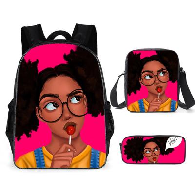 China Fashion African Girl Anti-theft Three Piece School Backpack for sale