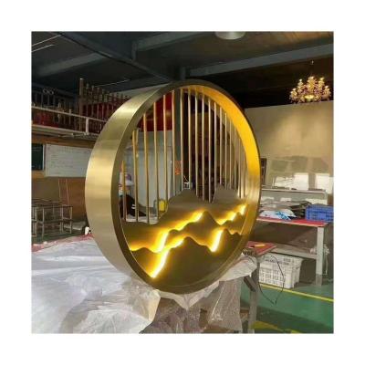 China Modern Cheap hotel restaurant decorative stainless steel metal wall partition room dividers screens for sale