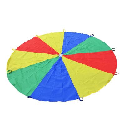 China Toy Children 170T Rainbow Game Soft Parachute Toy With Handles For Kids for sale