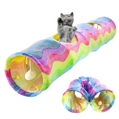 China Rainbow Foldable Viable Kitten Tunnel Tube Pet Interactive Interactive Toy Cat Tunnel for sale