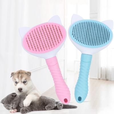 China New Cat Ears Pet Needle Comb Viable Self-cleaning Comb Hair Removal Open Knot Cat Comb for sale