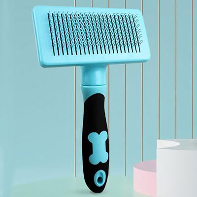 China High Quality Viable Bone Footprint Comb Pet Handle Dog Needle Comb Plastic Grooming Hair Removal Comb for sale