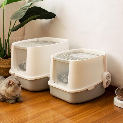 China Wholesale Sustainable Cat Litter Box Large Splash Proof Space Closed Drawer Type Fully Enclosed Cat Litter Box Pet Toilet for sale