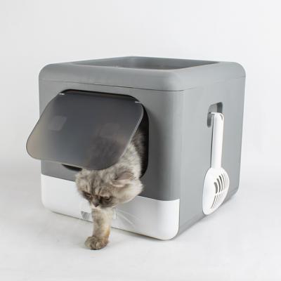 China Sustainable Large Space Cat Litter Box Fully Enclosed Cat Deodorizer Indoor Automatic Cat Toilet for sale