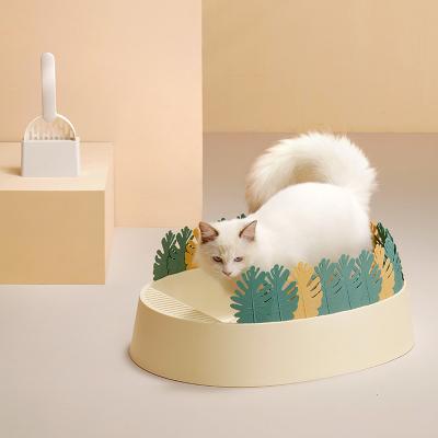 China Partially Enclosed Removable Removable Coverless Pet Toilet Bed Basin Forest Cat Litter Box For Cats for sale