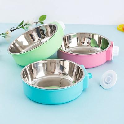 China Durable Stainless Steel Removable Pet Cage Driver Dog Bowl Food Bowl Hanging Cage Cup for sale