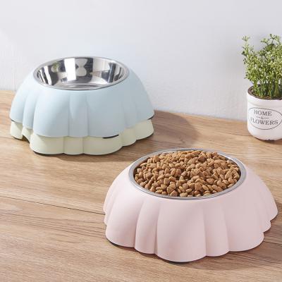 China Sustainable Multifunctional Creative Plastic Pumpkin Shape Stainless Steel Pet Bowl Dog Bowl for sale