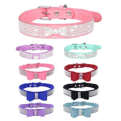 China Personalized Hot Selling Crystal Pet Collar Bow Tie Dog Collar Fashion Cat Necklace With Diamonds for sale