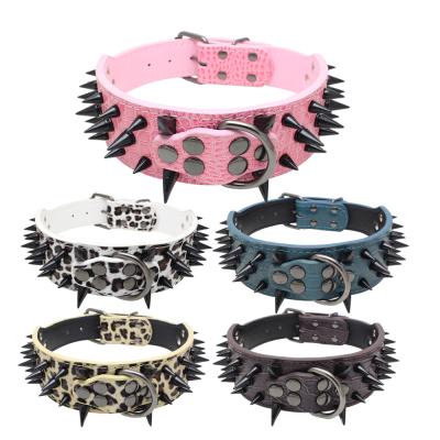 China Custom Adjustable Studded Dog Collar Outdoor Sports Cool Pet Collar With Studded Pet Accessories for sale