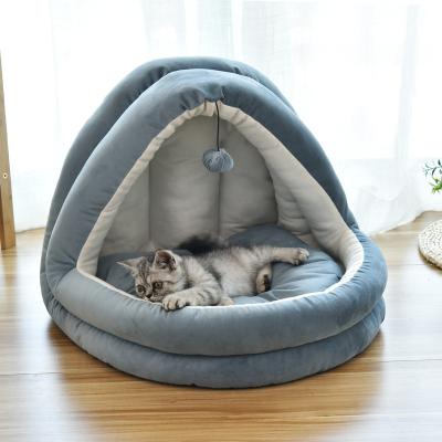 China Hot Selling Partially Enclosed Yurt Viable With Soft And Comfortable Cat Ball Sleeping Game One-piece Pet Bed for sale