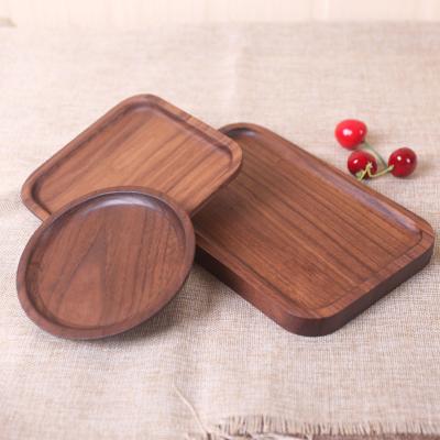 China New Design Black Walnut Fruit Tray Wooden Food Tray Eco-friendly Luxury Wooden Serving Tray for sale