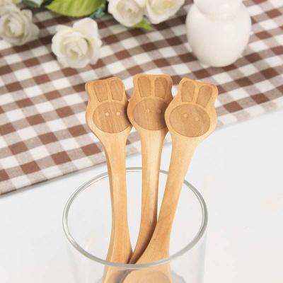 China Cute Cartoon Children's Sustainable Tableware Bamboo Animal Design Spoon Spoon Set for sale