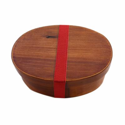 China New High Fashion Sustainable Hand Made Eco - Friendly Food Storage Box Oval Wooden Lunch Box for sale