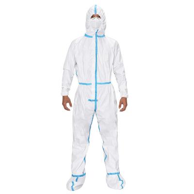 China Disposable Hospital PPE Microporous Coverall Against Chemical Splashes Red Tapes for sale