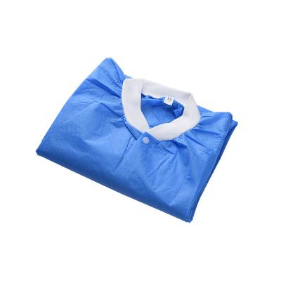 China Comfortable Nonwoven Disposable Medical Jacket SMS Lab Blue White Coat Hospital Uniform For Hospital for sale