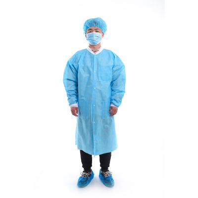 China Waterproof Hospital PP Nonwoven Disposable Lab Coat Lab Coat Doctor Coats for sale