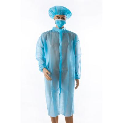 China Lab Hospital Disposable Protective PP Coat White / Blue Nonwoven Fabric for sale