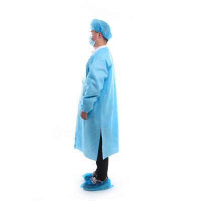 China Best Selling Disposable Hospital Button ON Snap Closure Lab Coats With Knit Cuffs for sale