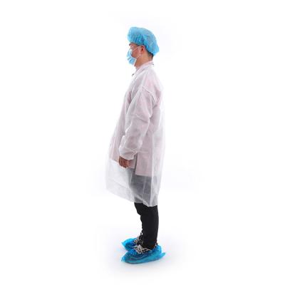 China Disposable Hospital PP Nonwoven Lab Coat With Shirt Collar, Also Available With Pockets for sale