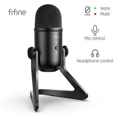 China Desktop USB Microphone Ffifine Condenser Wired Mic Podcasting Metal USB Computer Microphone For Game Recording Video for sale