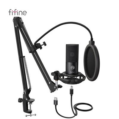 China Wholesale USB Microphone Fifine USB Advertising Microphone Kit Wired 50hz-20khz Mic Live Steam Microphone Shock Mount for sale