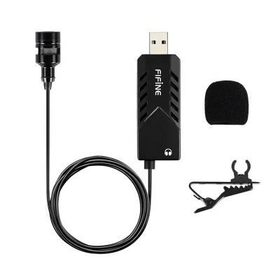 China USB Microphone Fifine K053 USB Lapel Lavalier Microphone Wired for Computer Laptop Game Steaming Skype Recording 50-16,000hz FCC ROSH CE 1.0V for sale