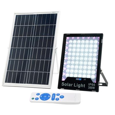 China New Garden High Brightness RGB 60 100 200 300 400w LED Solar Flood Light With Remote Control For Yard Street Garage for sale