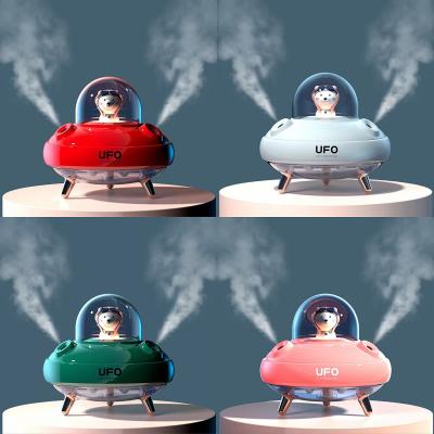 China Hotel UFO Double Jet Air Humidifier with USB Ultrasonic Humidifiers OEM ODM Mini Humidifier Diffuser Bottle Bear Pilot Spaceship for sale