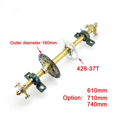 China Complete Rear Axle (Rear) Axle Assembly with Flange ATV Quad Go Karts Complete Assembly with Carrier Hub Brake Disc Chain Sprocket for sale