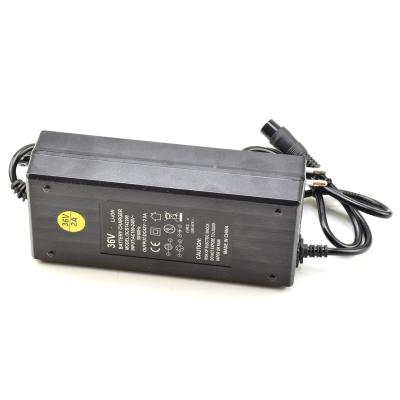 China Round Hole 36V 2AH Electric Scooters Charger Li-ion Battery Charger Output DC Lithium Polymer Batter For Electric Scooter Electric Bike for sale