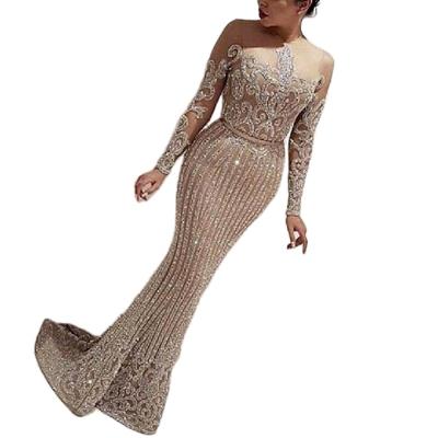 China Hollow Out Breathable Elegant White Slim-fitting Hip-hugging Sequin Evening Women Dress for sale