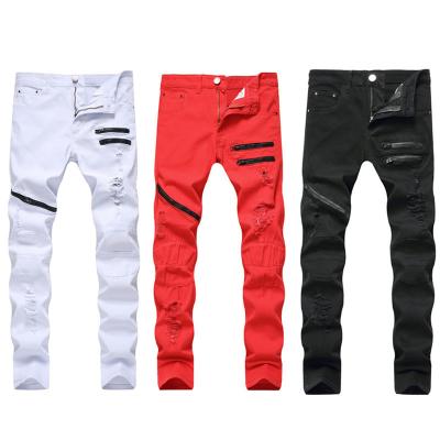 China OEM BA441 fashion breathable hot top selling 28-40 casual zippered cool men ripped skinny jeans for sale