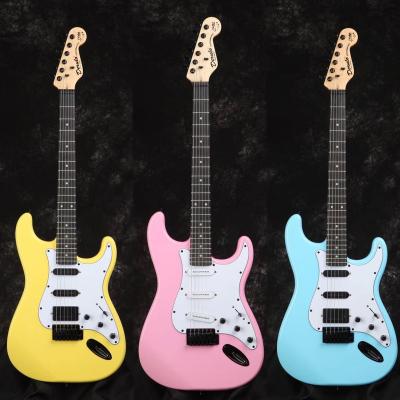 China High Quality Royal Poinciana Electric Guitar St 6Strings Type Factory Price+Mahogany Derulo Multiple Colors White Black Blue Cheap Price Ed Yellow Rose for sale