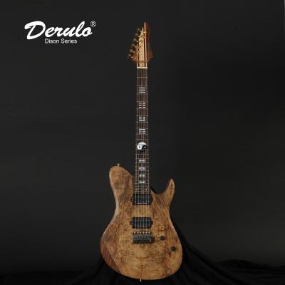 China Custom BurlTop Ziricote Fingerbo9pieces BlackWalnut Maple &Rosewood &EbonyNeck Custom High Quality OEM Black Walnut Derulo Electric Guitar OEM for sale