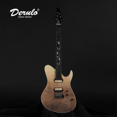 China Derulo Electric Guitar OEM Custom Mahogany 6Strings Guitar Flamed Maple Fingerboard 5Pice Custombody Customized Neck Top for sale